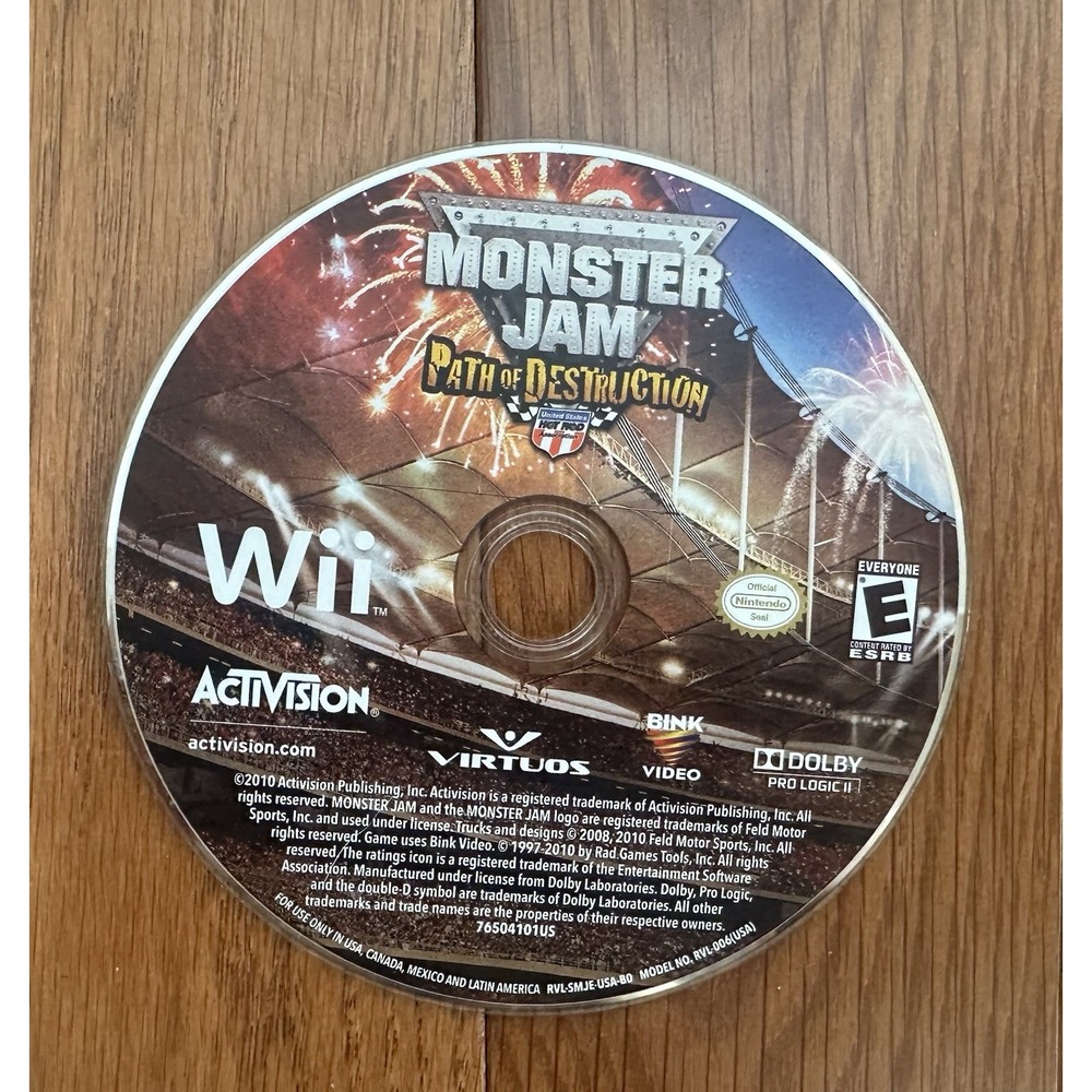 Monster Jam: Path of Destruction Nintendo Wii Disc Only Tested